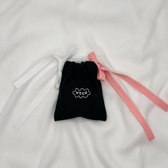 브떼 발레코어 리본 블랙 & 핑크 미니 파우치