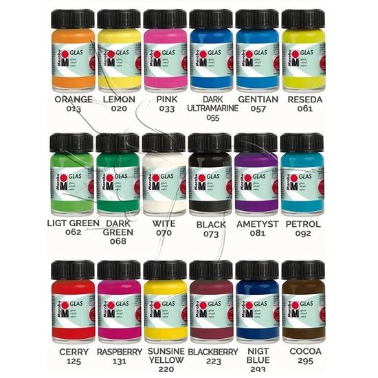 마라부 글라스 4색물감(수성)+아웃라이너+붓 MB1306