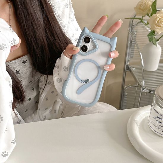 아이폰 맥세이프 호환 고양이귀 꼬리 투명 하드케이스