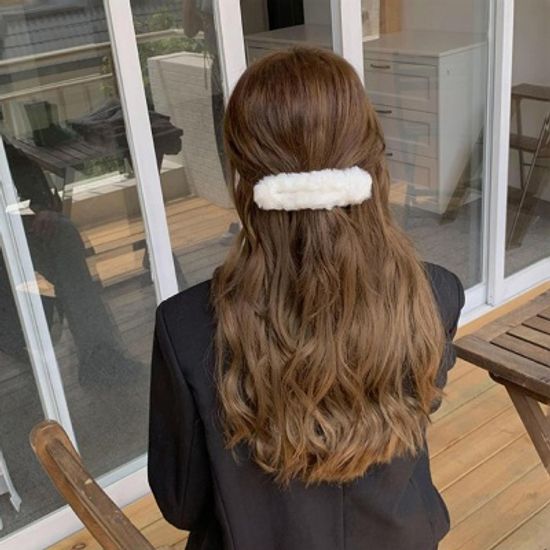 보들보들 컬러 밍크 털 퍼 집게 핀 예쁜 겨울 헤어 삔