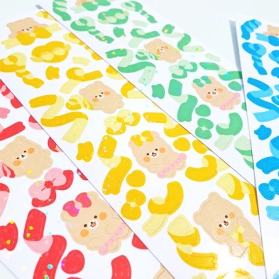 [선덕선덕] 리본 몽곰 컨페티 스티커 6종(개별)