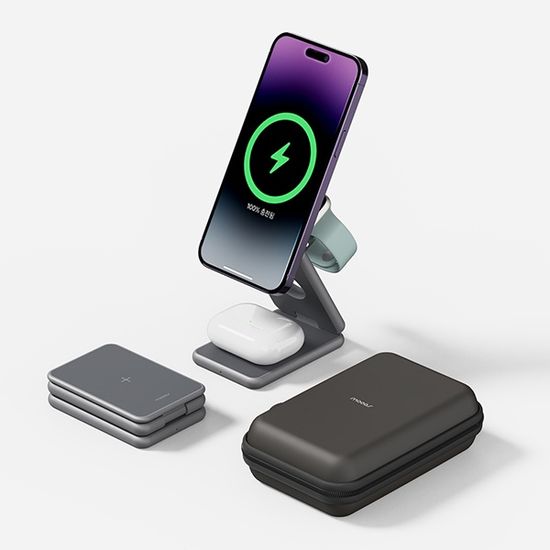 무아스 15W 폴더블 3 in 1 맥세이프 무선충전기
