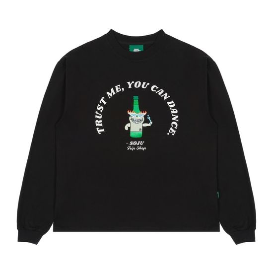 소주 자수 긴팔 티셔츠 (T22112S) BLACK