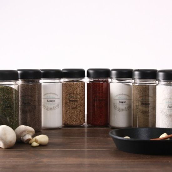 실속형 양념통 4p+self 투명 스티커 8종(블랙&화이트)