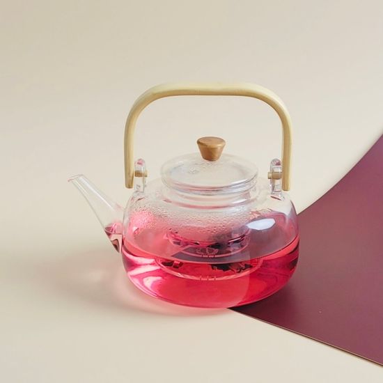 대나무 손잡이 유리 다관 차주전자 800ml(WBE2005)