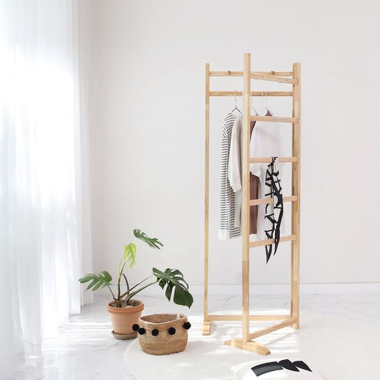 벤트리 원목 접이식 라인행거 (파티션 옷행거)