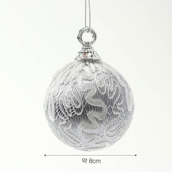 [도토로]로열실버 장식볼 3p(8cm) (실키레이스2)