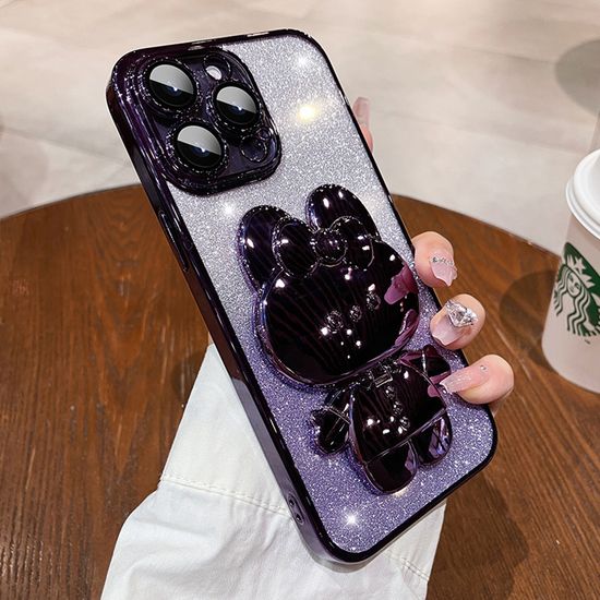 아이폰 15 14 13 12 글리터 토끼 미러 거치대 케이스