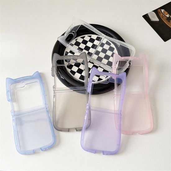 갤럭시 z플립 7 6 5 4 3 고양이귀 캐릭터 투명 케이스