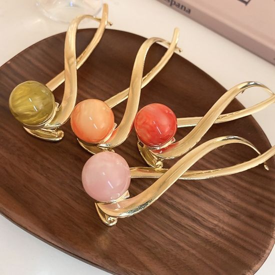 캔디 컬러 빅볼 8자 꼬임 클립 올림머리 헤어 집게핀