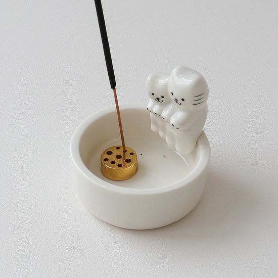 불쬐는 고양이 인센스홀더 세라믹 트레이