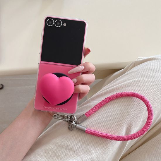 갤럭시z플립 7 6 5 핑크 하트 마그네틱 거치대 케이스
