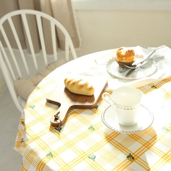 레트로 체크 망고튤립 면식탁보 테이블보 덮개