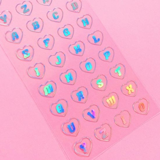 투명금테 Heart Alphabet Clear 칼선 스티커
