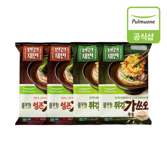 풀무원 가쓰오우동 2종(튀김/얼큰) 4개 혼합구성