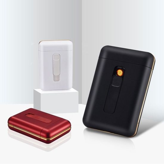 USB 충전식 라이터 일체형 슬림 하드 담배케이스 20개