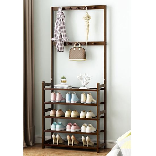 대나무 5단 신발장 후크 옷걸이 70cm(월넛)