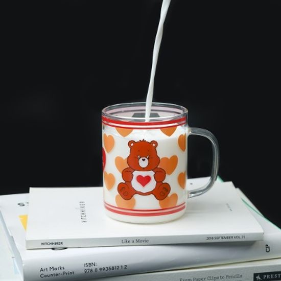 루카랩 케어베어 손잡이 투명 글래스 유리컵