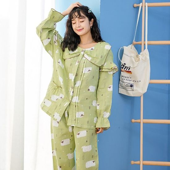 양떼목장 봄 잠옷세트(그린)/ L 코튼 파자마세트