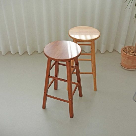 원목 원형 바 스툴