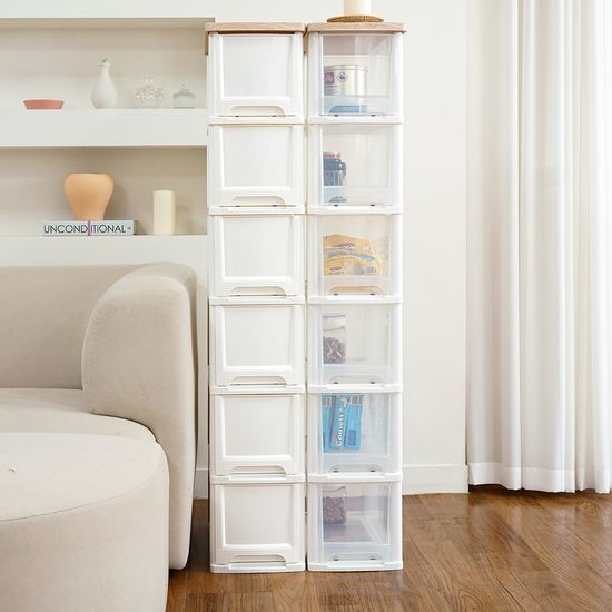 어반 우드상판 슬림 서랍장 6단 틈새 수납장 정리함