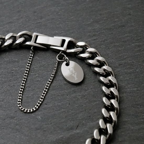 [선물포장] 써지컬 데일리 타원 각인 체인팔찌