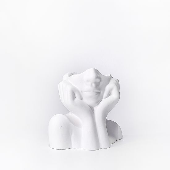 핸드 소녀 오브제 인테리어 석고상 화병 화분