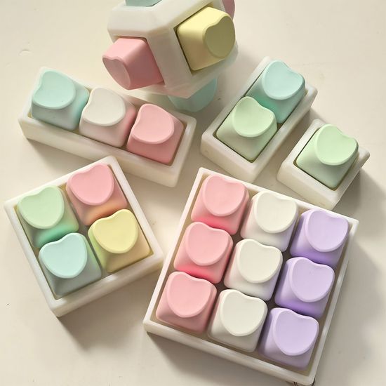피젯 키보드 파스텔 하트 버튼 블럭 딸깍이 키캡 토이
