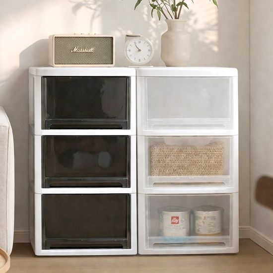 맥스 투명 플라스틱 서랍장 3단 다용도 수납 정리함