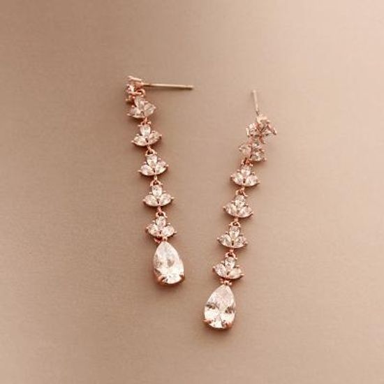 제이로렌 M03050 드롭펜던트 큐빅 로즈골드귀걸이