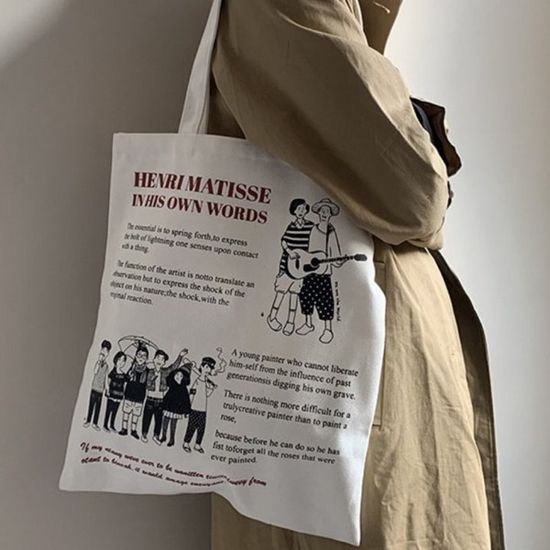 [애슬릿]여성 캐릭터 캔버스 사각 탄탄한 에코백