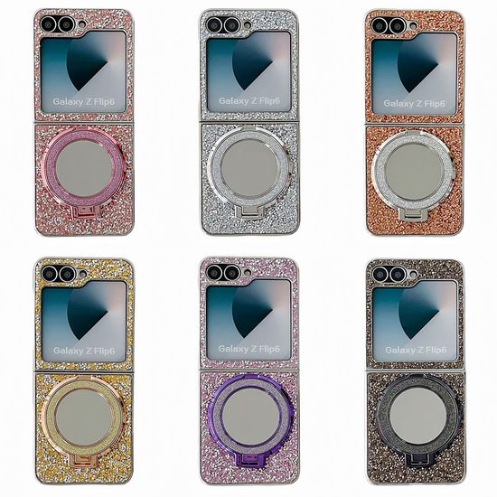 갤럭시Z플립 6 5 4 3 큐빅 글리터 미러 핑거링 케이스