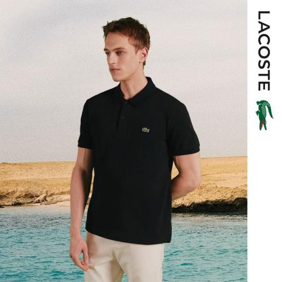 라코스테 남여공용 슬림핏 폴로 반팔 카라티 블랙