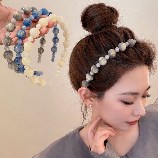 예쁜 문라이트 비즈 머리띠 얇은 여름 패션 헤어 밴드