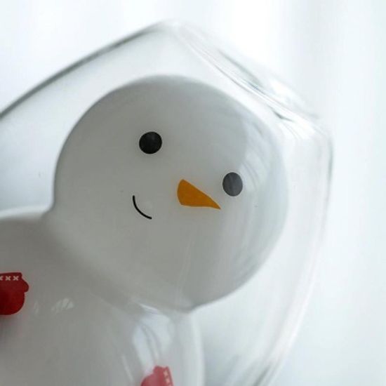 크리스마스 눈사람 홈카페 이중 내열 유리컵 250ml