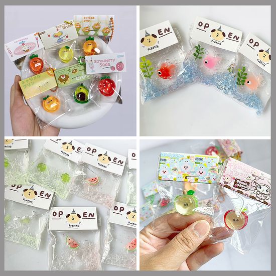 pvc백 귀여운 과일 어항 물고기 말랑이 키링 피젯토이