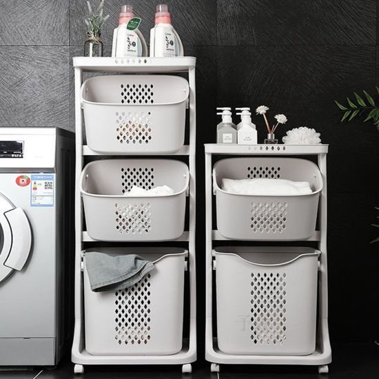 이동식트롤리 바구니 정리함 2단 3단 화이트 E186-O