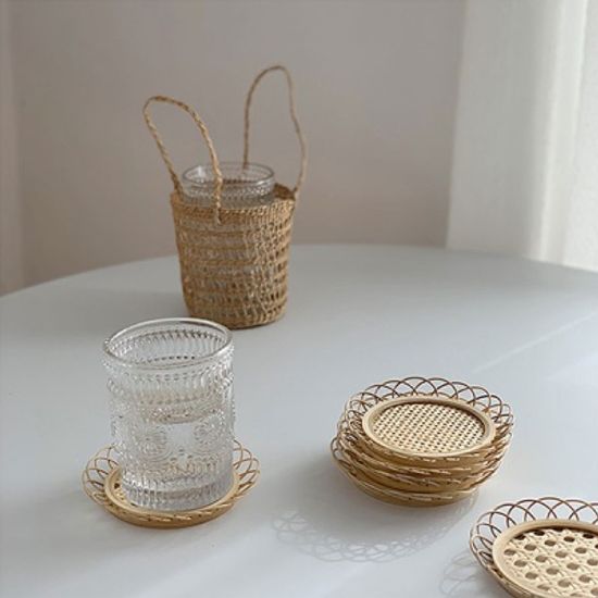 플라워 라탄 티코스터