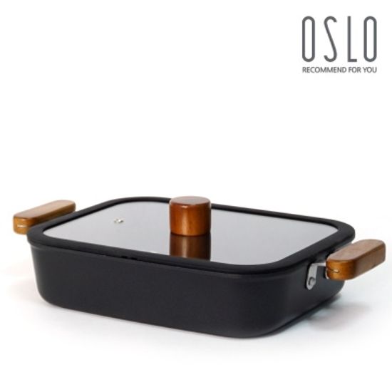 오슬로 IH 인덕션 우드핸들 사각전골냄비 22x28cm