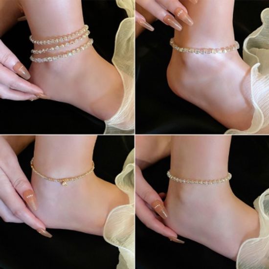 예쁜 골드 크리스탈 비즈 볼 여름 패션 발찌 악세사리