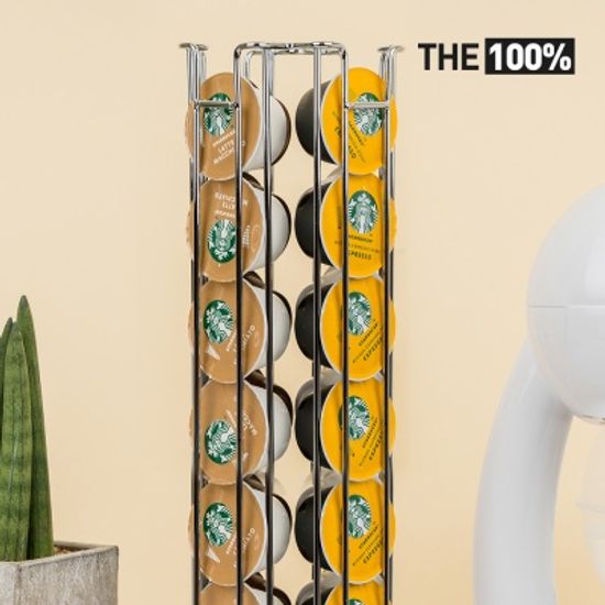 THE100% 돌체구스토 호환 캡슐커피 보관함 십자형 회전타워 32구 홀더 거치대