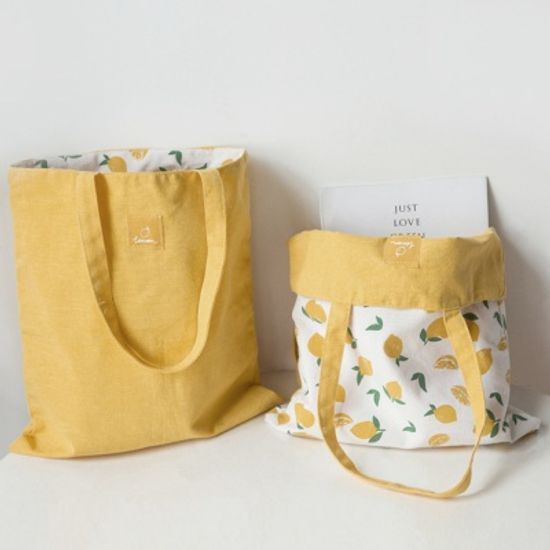 상큼 후르츠 양면 에코백 레몬 가벼운 숄더 천가방