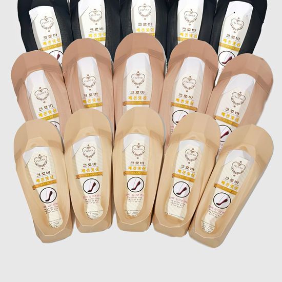 크로바 무지 전체 실리콘 햄 여자덧신 5P 로퍼 덧버선