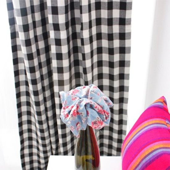 모던 블랙체크 데코커튼