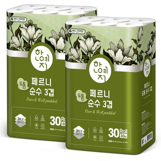 [단독특가] 페르니 도톰순수3겹 30m 2팩 (총60롤)