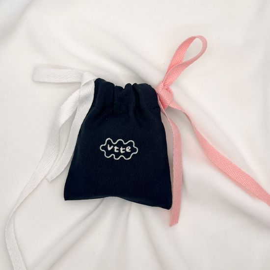 브떼 발레코어 리본 블랙 & 핑크 미니 파우치