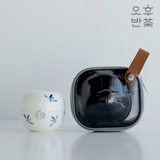 오후반차 난초꽃 1인 휴대용 다도세트 쾌객배 