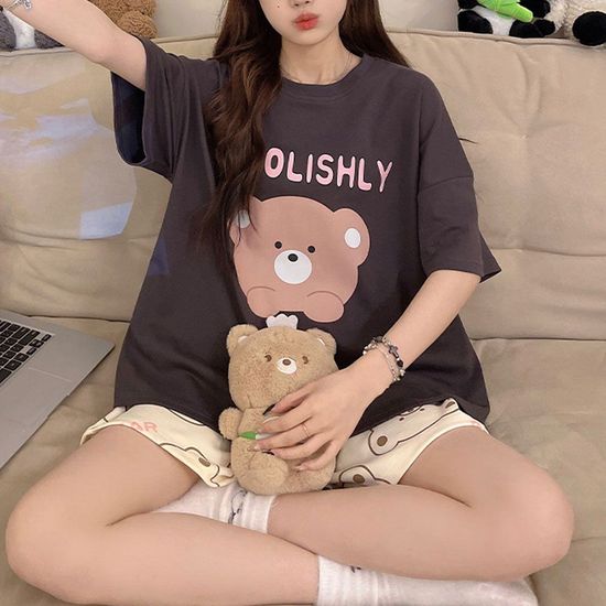 초코베어세트 여성 여름잠옷 홈웨어 파자마(WE6E40C)