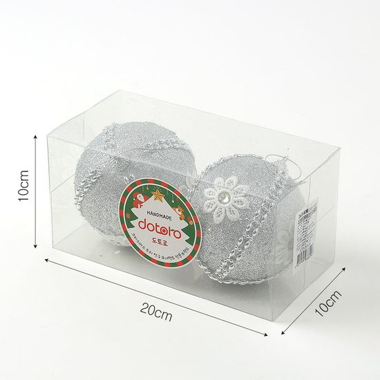 [도토로]로열실버 장식볼 2p(10cm) (데이지큐빅)