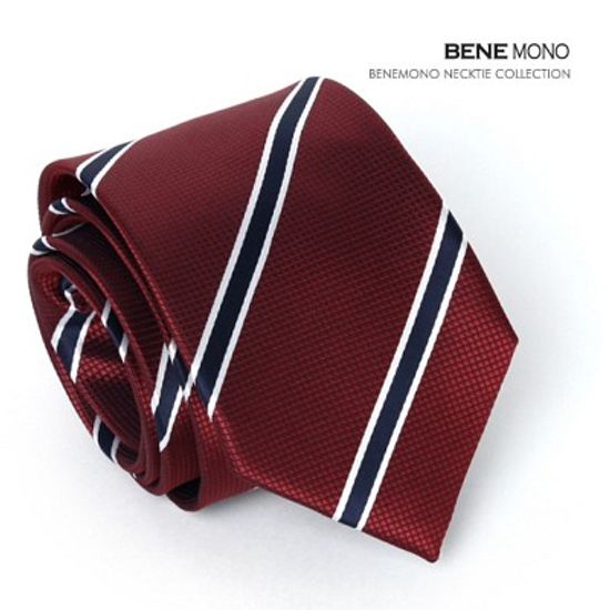 [BENE MONO]M08 와인 and 네이비 스트라이프 넥타이